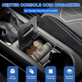 Autorder Coin Holder for 2016-2023 Toyota Tacoma Accessories Center Console Change Holder ABS Coin Box Organizer for Tacoma Convenient Center Console Secondary Insert Tray
