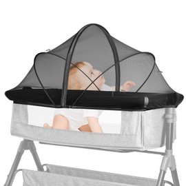 Mosquito Net for Travel Cot, Bassinet Mosquito Net Cover for Baby with Double Zipper, Durable Cat Net for Co Sleeper Crib, Visible Breathable Mesh MosquitoNet for Stroller Bassinet Travel Cot (Black)