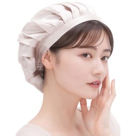 COCOSILK Night Cap, Silk, Simple Type, For Sleeping, Silk Cap, 100% Silk, Hair Cap, Long, Short Hair, ash light pink