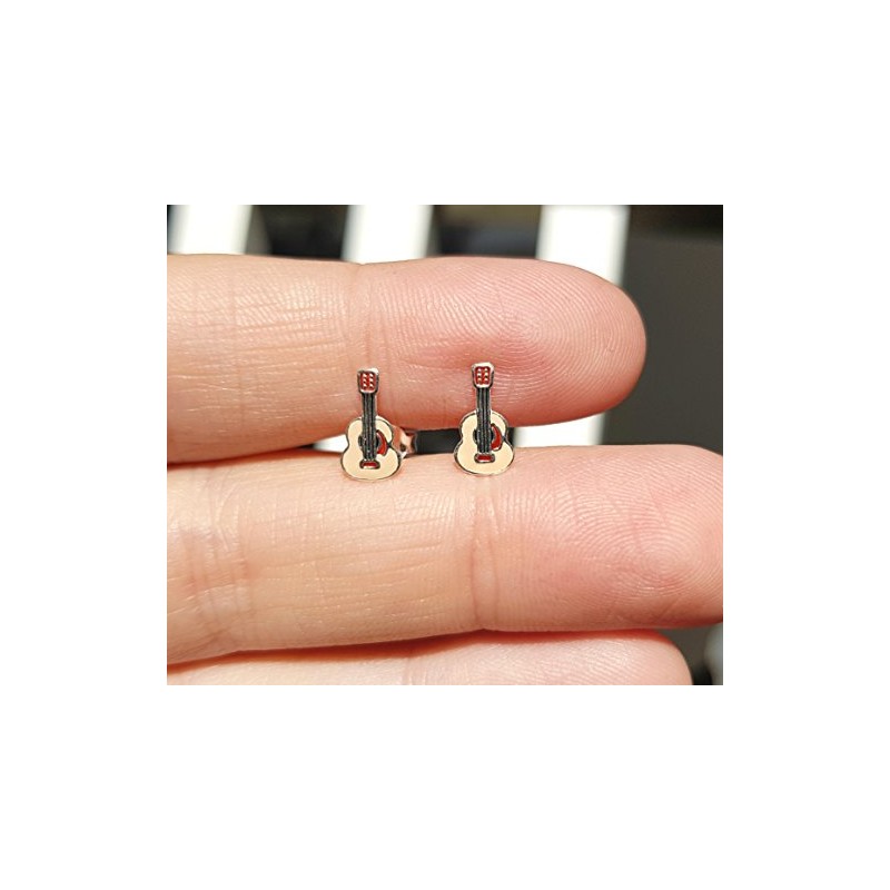 Acoustic Guitar Earrings - Sterling Silver Gift