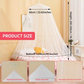 Mosquito Net For Bed, Dome Single Door White Bed Canopy, Bed Net With Ceiling Hook, Double Mosquito Proof, Reading Corner Canopy for Travel and Household 60×250×1100CM