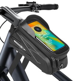 DOINEUFL Bike Frame Bag, Bike Phone Holder Waterproof，Cycle Bag Suitable for Phones Under 7.1 Inches， Cycling Gifts for Men，Bicycle Accessories for Fathers, Husbands and Sons