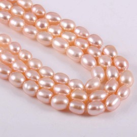 Natural Pearl Freshwater Cultured Pearl Beads for Jewelry Making Oval Beads Punch Loose Beads Handmake DIY for Jewelry Making DIY Women Necklace Bracelet 4-5 mm Color Pink 14 inches
