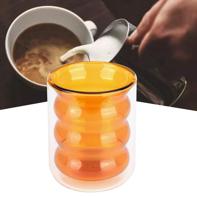 200ml DoubleLayer Glass Mug HeatResistant 3 Dimensional Spiral Cup for
