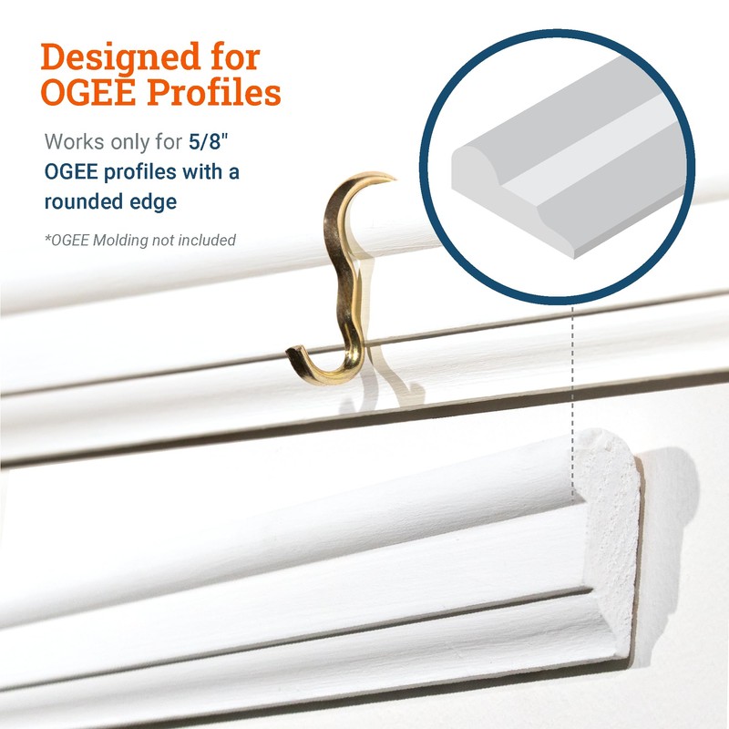 PHS Picture Rail Hooks - Durable Picture Rail Hangers -