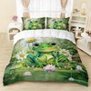 AILONEN Cartoon Frog Duvet Cover Set Queen Size, Green Frog