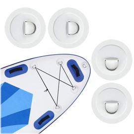 Hezhou Pack of 4 D-ring pad patches for gluing, D-ring with eye plate, mounting hooks for gluing, for dinghy, paddle board, sup board, surfboard, canoe, rafting accessories, no glue included (without