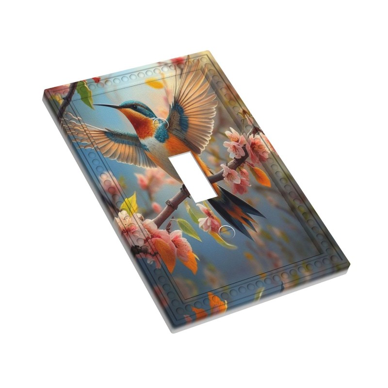 HLCoChT Decorative Art Light Switch Covers Hummingbird & Blossom Switch
