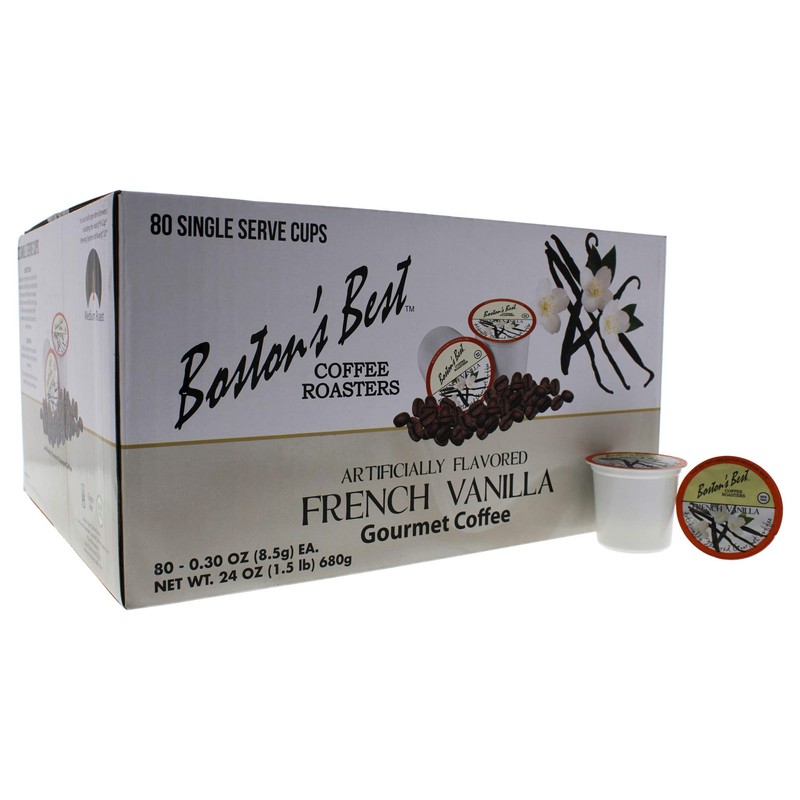 Boston's Best Coffee Roasters Single Serve Coffee, French Vanilla, 80