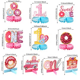 Maxqzin 10Pcs Sweet One Birthday Party Decorations Birthday Honeycomb Centerpiece Party Decor Sweet One Centerpieces for Table 1st Birthday Decorations Theme for Girls Baby Shower