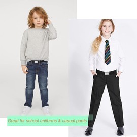 LEACOOLKEY Kids Adjustable Magnetic Belt Boys Girls Elastic Belt with Easy Magnetic Buckle for Back to School Girls,Black+Black