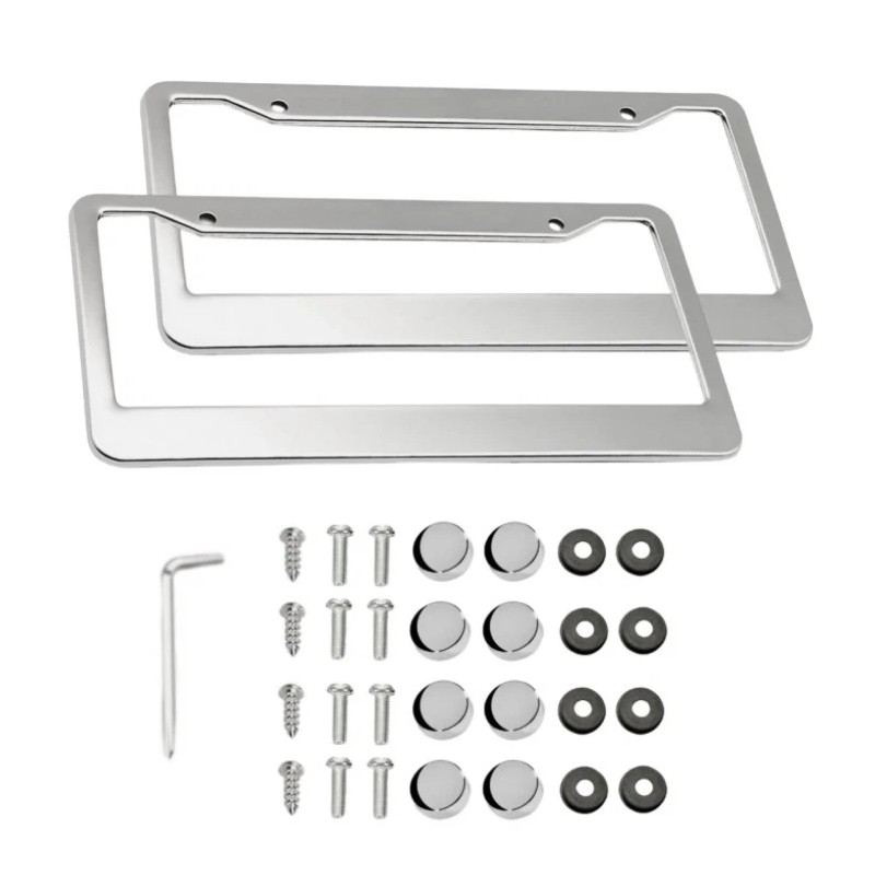 Chrome Stainless Steel Metal License Plate Frame Tag Cover With