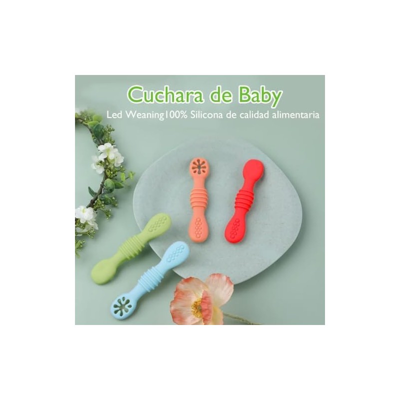 Cucharas masticables de silicona TAIMEI BTS001CA – set 6 arcoíris,