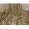 wowfabric4less123 Gold 4way stretch sequins Embroidery Mesh Lace fabric 50”