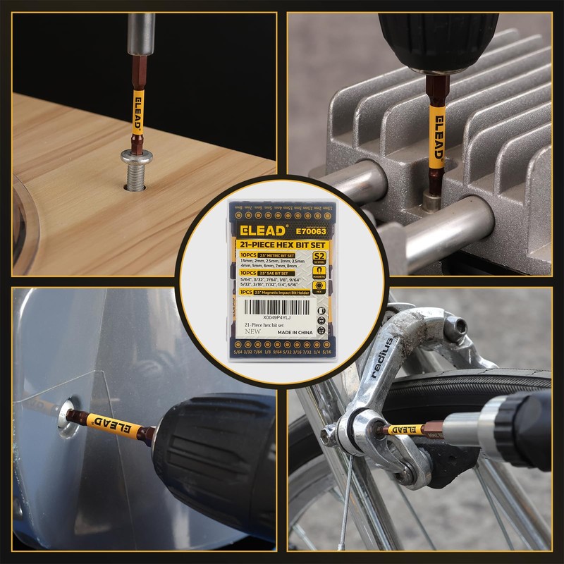 21-Piece 2.5" Allen-Wrench Hex Drill Bit Set: Durable Impact Allen