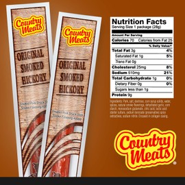 Country Meats, Meat Sticks, 0 Trans Fat, USDA Certified, Good Source of Protein, Carb Conscious Snack (24 Meat Sticks, Original Smoked Hickory)