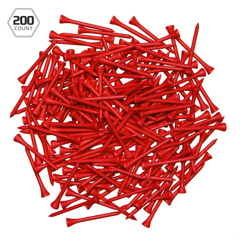 IZZO Golf Wood Golf Tees, 3.25 Inch, Red (Pack of