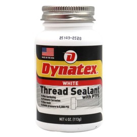 Dynatex 49494 All Purpose Thread Sealant with PTFE, -65 to 300 Degree F, 4 oz Brush Top Bottle, White
