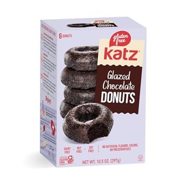 Katz Gluten Free Glazed Chocolate Donuts. Free of Dairy, Soy, Tree Nuts, and Peanuts, Kosher 10.5 oz (1pk)