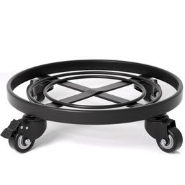 AMAGABELI GARDEN & HOME 16" Metal Plant Caddy Heavy Duty Iron Potted Plant Stand with Wheels Round Flower Pot Rack on Roller Dolly Holder Mover Indoor Outdoor Planter Trolley Casters Brakes BG1721