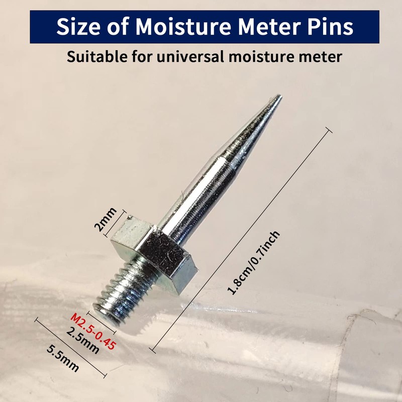 10 Pieces Replacement Pins for Moisture Meter M2.5-0.45 Pin Thread