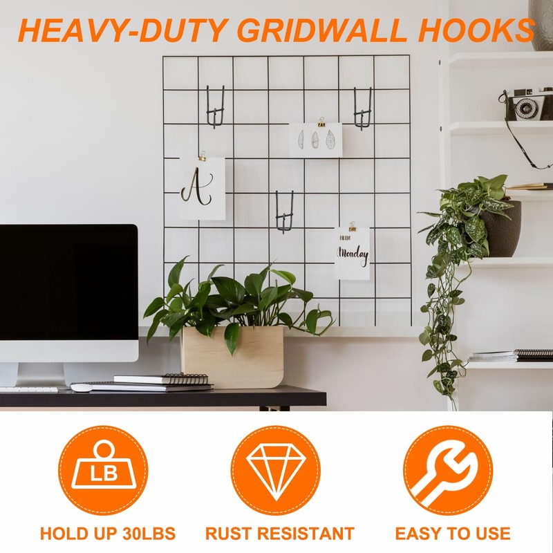 sourcing map 8 Grid Wall Hooks, 2/4/6/8 Inch Grid Wall