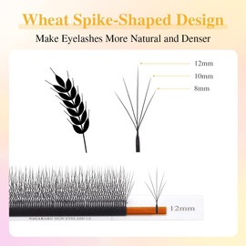 NAGARAKU 5D W Shape Eyelash Extension VERSION 3.0 lash Supplies Natural Soft Volume 0.07mm D curl 14mm Premade Fans PBT Matte Black Cluster W Lash Easy Fanning False Lashes yy Lashes Wheat Spike Shape