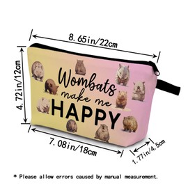 YULUENZE Adorable Wombat Makeup Bag Wombats Make Me Happy Organizer Zipper Pouch Cartoon Wombat Cosmetic Bag Present for Wombat Lovers Women Friends