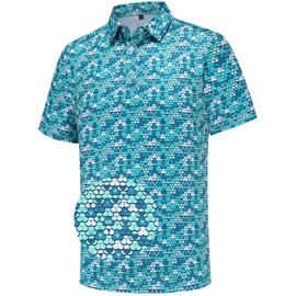 Mens Golf Polo Shirts Short Sleeve Moisture Wicking Dry Fit Performance Casual Funny Golf Polo Shirts for Men Green White