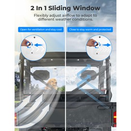 KEMIMOTO Sliding Vented Rear Window Compatible with CFMOTO UFORCE 600 2021-2025, Sun Protection & UV-Proof Clear Rear Windshield with Pre-installed Rubber Strips Accessories (Not Fit 800XL)