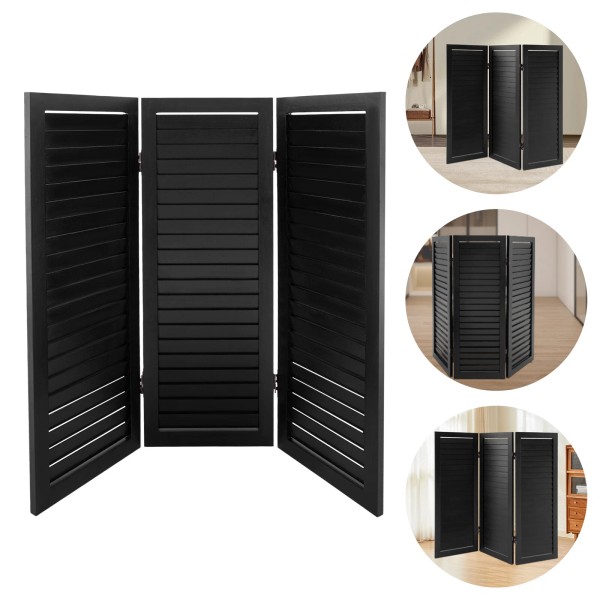 Unbranded 3 Panel Room Divider Freestanding Folding Screen Paulownia Wood