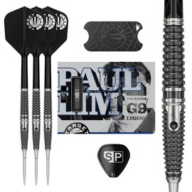 Target Japan The Legend G9 Swiss Point Steel Tip Darts with Kflex, 24G | 90% Tungsten Dart Set, K-Flex Flights and Shafts No.6, Storm Nano Point, Player Paul Lim Gen 9, Storage Tin & Point Guard/Stand