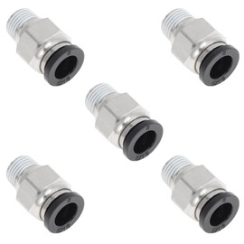 TUCKBOLD Push to Connect Air Fittings 5/16" Male Thread Air Line Quick Connector Plastic Nickel-Plated Copper 1/8" NPT 5 Pcs Black Silver Tone