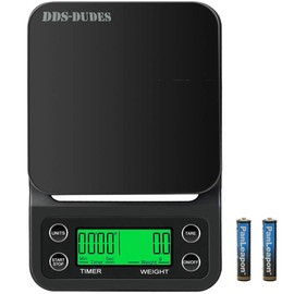 DDS-DUDES Coffee Scales with Timer and LCD Display (3kg, 0.1g) High Precision Digital Kitchen Food Weighing Scale for Baking and Cooking