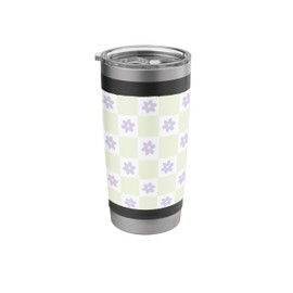 Pastel Checkered Floral Print Stainless Steel Insulated Tumbler