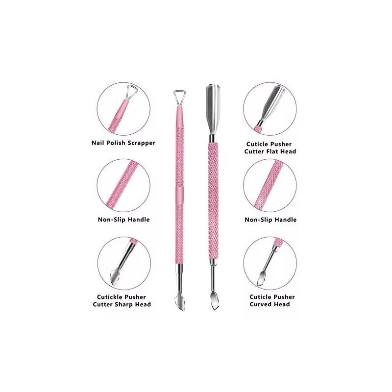 Decute Cortacutículas Profesional Acero Inoxidable, Rosa