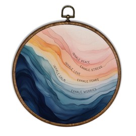 XBBMGG Inhale Exhale Mental Health Wall Art Decor - Therapy Office Round Wall Hanging Decor, Meditation Calming Breathe Framed Canvas Prints for Therapy Counselling Room Decorations, 10x10inch