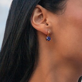 Roségold Anhänger für Ohrringe in dunkelblau • Creolen Charm zum Wechseln • Edelstahl & recyceltes Glas • nachhaltiger Halbedelstein-Look • MIX AND MATCH