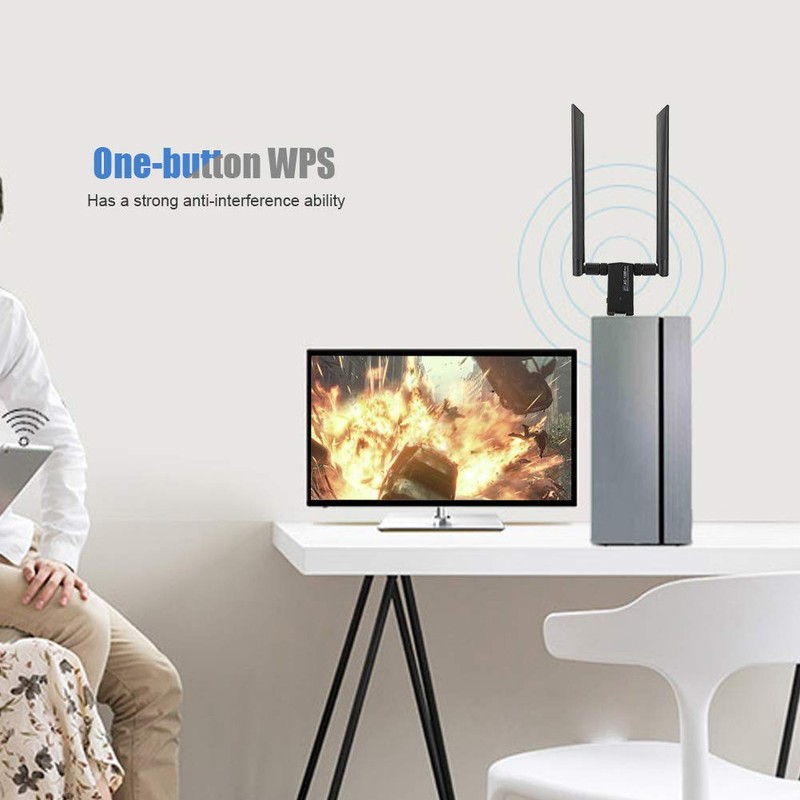 USB Network Card,RTL8812AU AC USB 2.4G/5.8G Dual-Band WiFi Dongle Adapter,Support