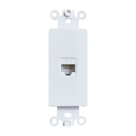 BUPLDET 1 Port CAT6 Ethernet Wall Plate Insert - CAT 6 RJ45 Jack Insert Cover Plate for Midsize/Oversize Decorator Wallplate - White