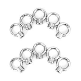 QWORK Lifting Eye Nut, 10 Pack, 3/8" UNC Marine Grade Stainless Steel 316