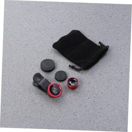 KOMBIUDA Smartphone Camera Lens Kit Clip Fisheye Super Wide Angle Macro Lens Stylish Red Design Easy Installation Professional High