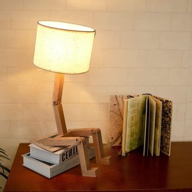 Kids Desk Lamp DIY Unique Lamps,Cute and Fun Bedside Table Lamp with Wood Adjustable Shape,Stnadnight Lighting Fixture for Bedroom,Study Desk，Dormitories,Reading and Study/Working Lamps，Bookshelf