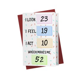 Karto Funny 52nd Birthday Card for Men Women - Large 5.5x8.5 inch 52 Years Old Birthday Cards for Him Her - Feel
