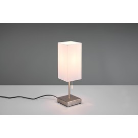 Reality Leuchten Ole R51061007 Table Lamp Metal Matte Nickel Shade White Fabric Shade Excl. 1x E27 USB A & C Socket