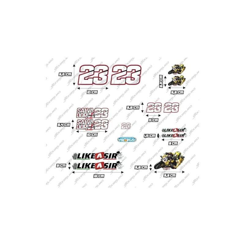 Sticker Set Luca Salvadori 23 Motorcycle Sticker Like a Sir