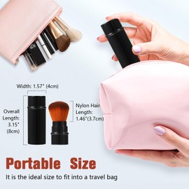 JewelryWe 3 Colors Cosmetic Beauty Makeup Minerals Powder Brush Travel Retractable Kabuki Brush, Foudation Blush Brush Cosmetic Tool