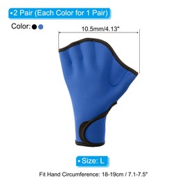 PATIKIL Swim Gloves, 2 Pair Webbed Swimming Gloves Aquatic Fitness Water Resistance Swim Hand Paddles for Women and Men Water Aerobics, L, Dark Blue/Black