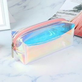 Holographic Makeup Bag Travel Cosmetic Pounch Large Zipper Pencil Case Colorful Pen Bag Waterproof Toiletry Bag for Women Girls