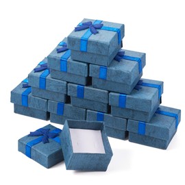 Cheriswelry 12Pcs Ring Gift Box Set with Bow 1.67"x 1.63" Jewelry Cardboard Case for Anniversary Weddings Valentines Birthdays Engagement
